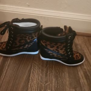 Leopard sneakers black/leopard wedge sneakers